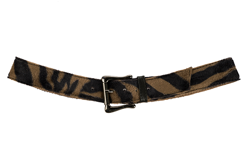 Safari black women's dress belt, matching pumps and bags. Made to measure. Profile view - Florence KOOIJMAN